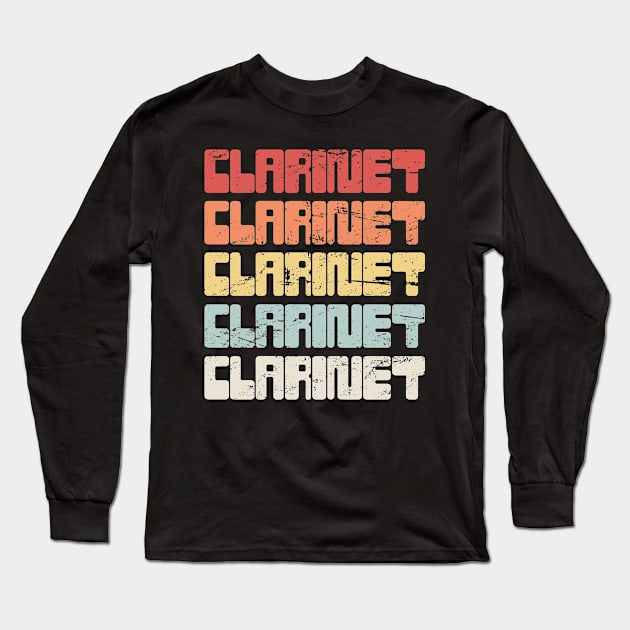 Vintage 70s CLARINET Text Long Sleeve T-Shirt by MeatMan